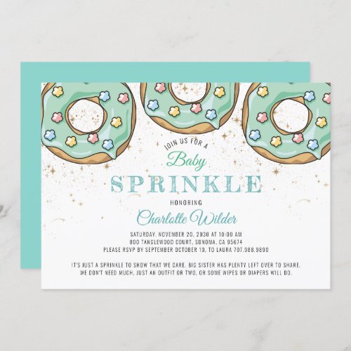 Cute Watercolor Donut Blue Baby Boy Sprinkle Invitation