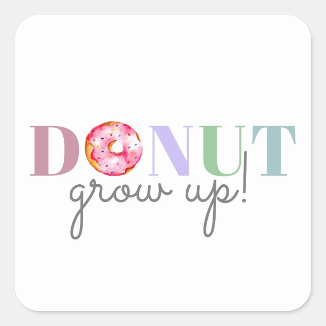 cute watercolor donut grow up birthday sprinkles square sticker (Front)