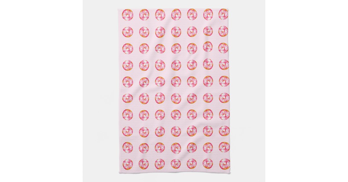Cute Watercolor Donut Rainbow Sprinkles Pink Kitchen Towel Zazzle Com