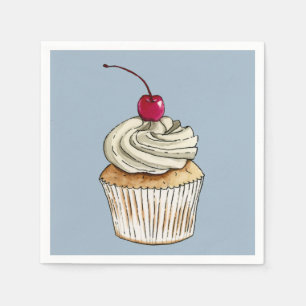 Cute Watercolor Doodle Cupcake Napkins