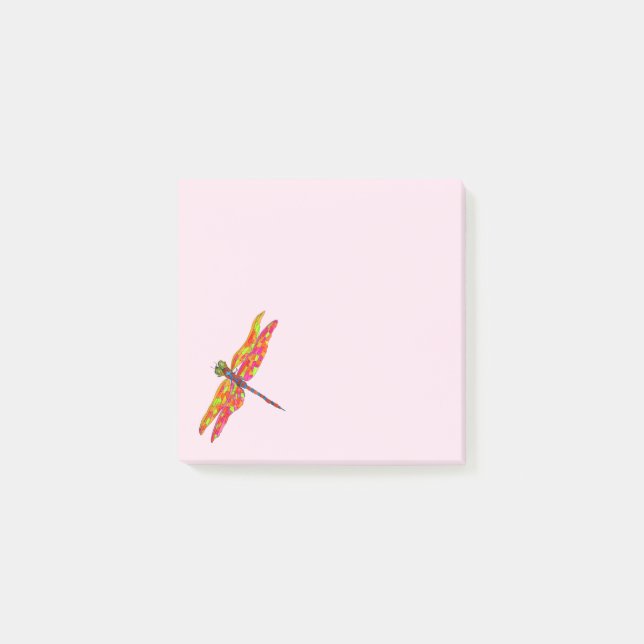 Cute watercolor dragonfly colorful girl's post-it notes (Front)
