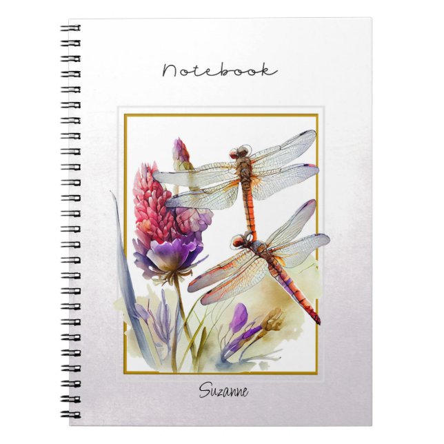 Cute Watercolor Dragonfly Notebook (Front)
