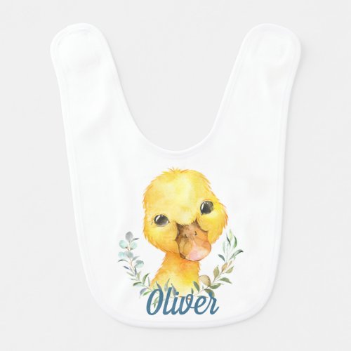 Cute Watercolor Duck Baby Bib