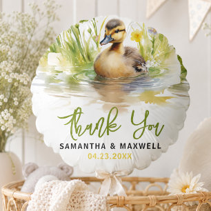 Cute Watercolor Duck Baby Boy Shower Balloon