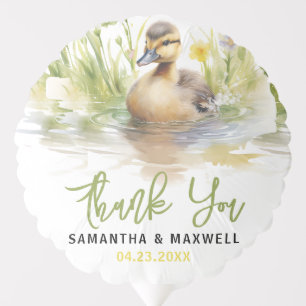Cute Watercolor Duck Baby Boy Shower Balloon