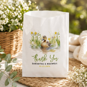 Cute Watercolor Duck Baby Boy Shower Favor Bag