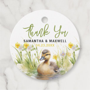 Cute Watercolor Duck Baby Boy Shower Favor Tags