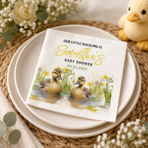 Cute Watercolor Duck Baby Boy Shower Napkins