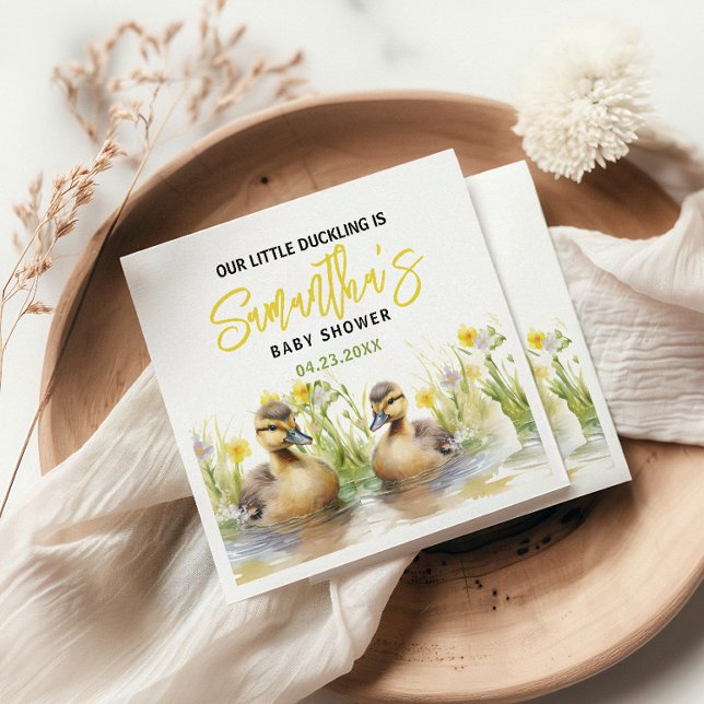 Cute Watercolor Duck Baby Boy Shower Napkins (Creator Uploaded)