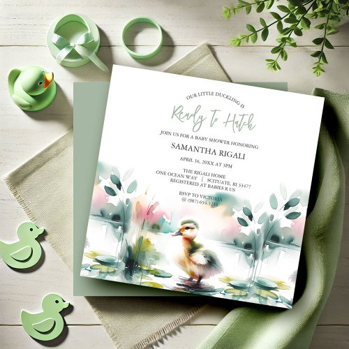 Cute Watercolor Duck Baby Shower Gender Neutral Invitation