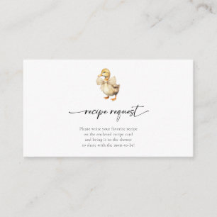 Cute Watercolor Duck Baby Shower Recipe Request Enclosure Card