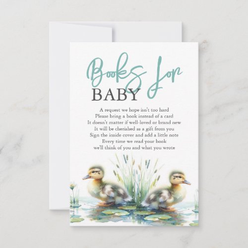 Cute Watercolor Duck Books For Baby Invitation