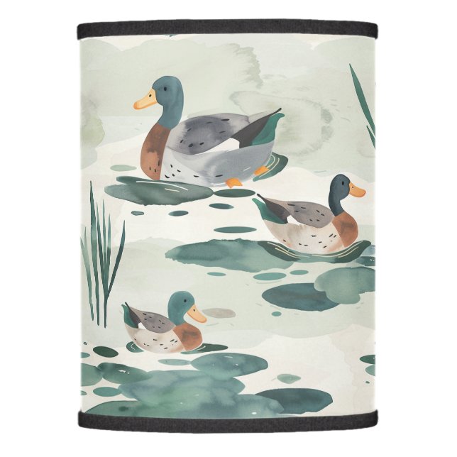 Cute watercolor ducks pattern lamp shade (Front)