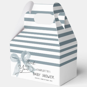 Cute Watercolor Dusty Blue Bow Baby Shower Favor Boxes