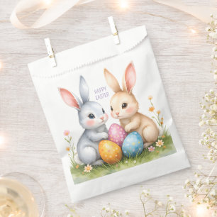 Cute Watercolor Easter Bunnies Happy Easter Favor Bag