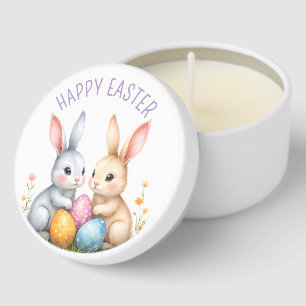 Cute Watercolor Easter Bunnies Happy Easter Mini Candle Favors