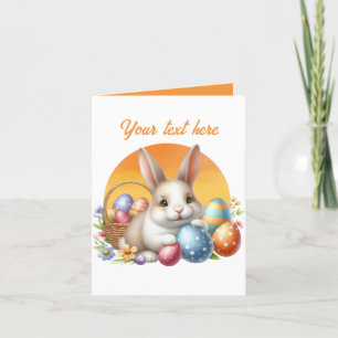 Cute watercolor Easter bunny add message  Holiday Card