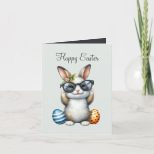 Cute watercolor Easter bunny add message Holiday  Card
