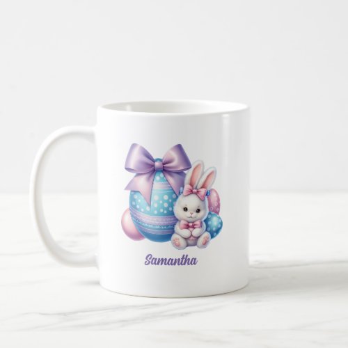 Cute watercolor Easter bunny and purple eggs Coffee Mug