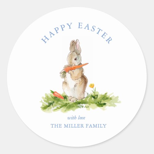 Cute watercolor Easter Bunny  Classic Round Sticker