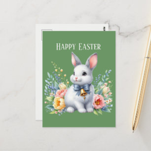 Cute watercolor Easter bunny message  Postcard