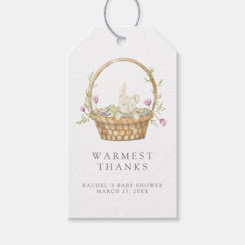 Cute watercolor easter bunny thank you gift tags