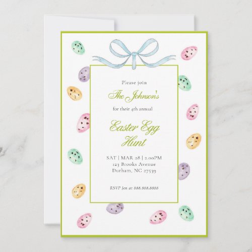 Cute watercolor Easter Egg Hunt  invitation