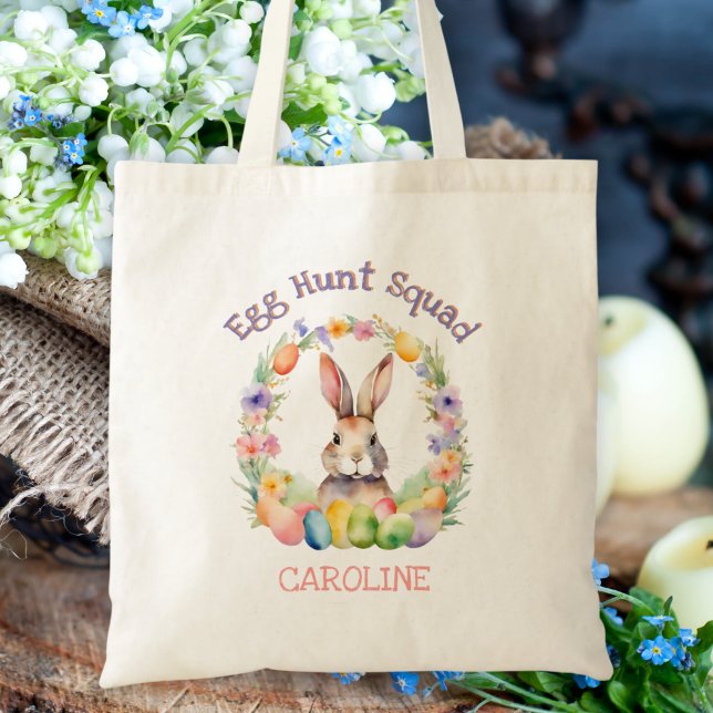 Cute Watercolor Easter Egg Hunt Personalized Kids Tote Bag (Creator Uploaded)
