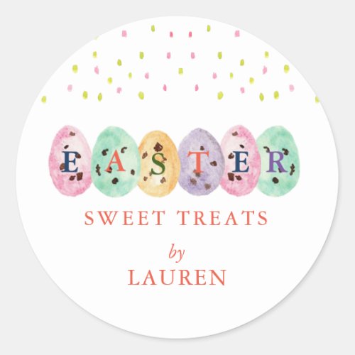  Cute watercolor Easter eggs Easter candy Classic Round Sticker