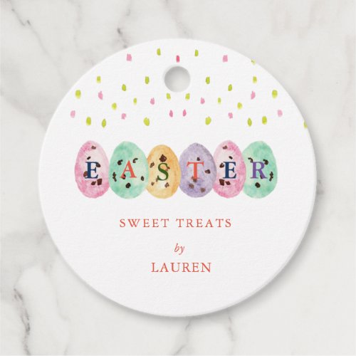  Cute watercolor Easter eggs Easter candy Round Favor Tags