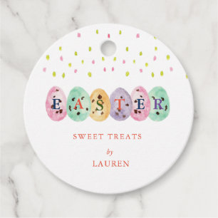 Cute watercolor Easter eggs Easter candy Round Favor Tags