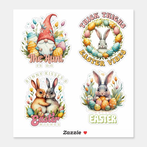 Cute watercolor Easter funny bunnies gnome  Sticker