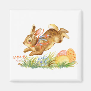 Cute watercolor easter rabbit magnet