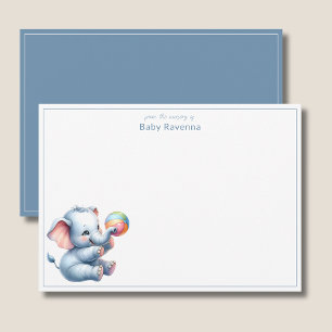Cute Watercolor Elephant Baby Nursery Thank You  Note Card