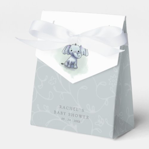 cute watercolor elephant baby shower favor box