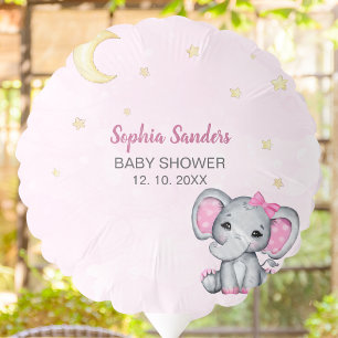 Cute Watercolor Elephant Baby Shower Girl Pink Balloon