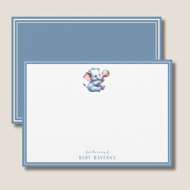 Cute Watercolor Elephant Baby Shower Note Card (Creator Uploaded)