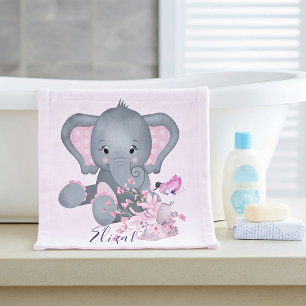 Cute watercolor Elephant baby  Wash Cloth