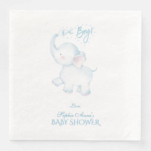 Cute Watercolor Elephant Girl Baby Shower Paper Dinner Napkins