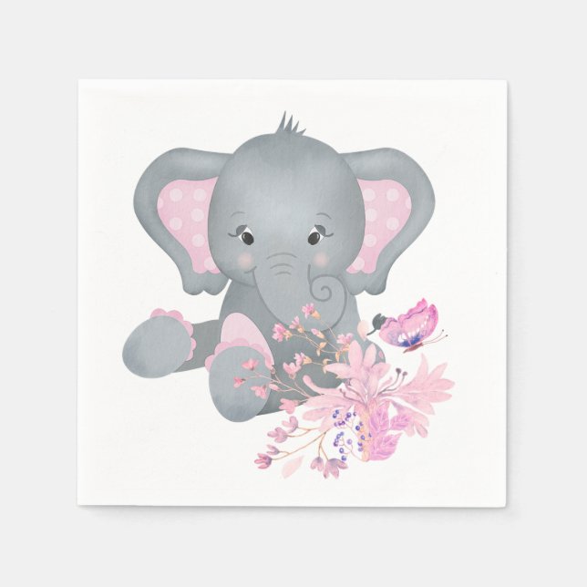 Cute watercolor Elephant  Napkins (Front)