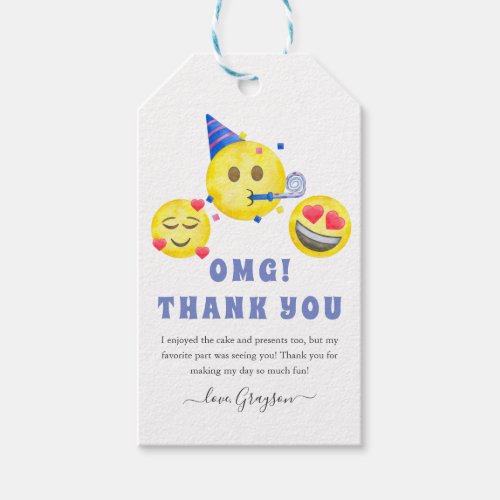 Cute Watercolor Emoji Thank You Favor Tag