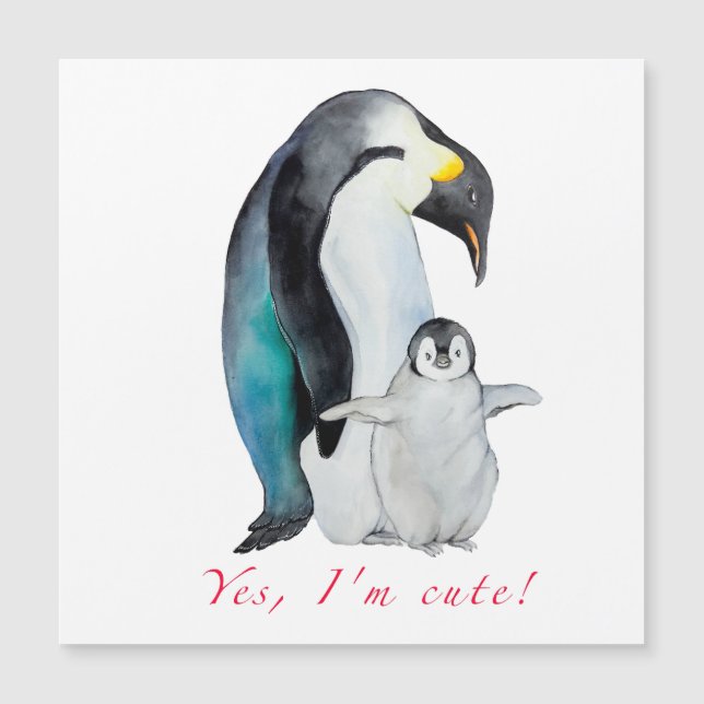 Cute watercolor emperor penguins (Front)