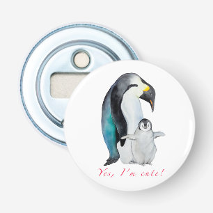 Cute watercolor emperor penguins bottle opener