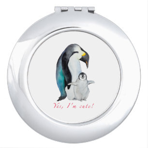 Cute watercolor emperor penguins compact mirror