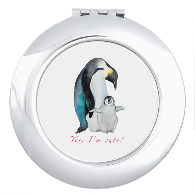 Cute watercolor emperor penguins compact mirror (Front)