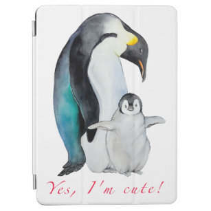 Cute watercolor emperor penguins iPad air cover
