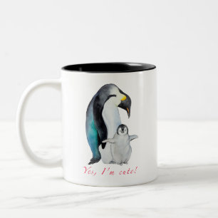 Cute watercolor emperor penguins Two-Tone coffee mug