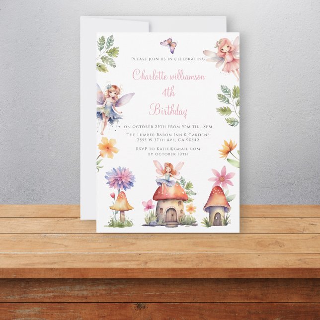 Cute watercolor fairy garden birthday  invitation (Creator Uploaded)