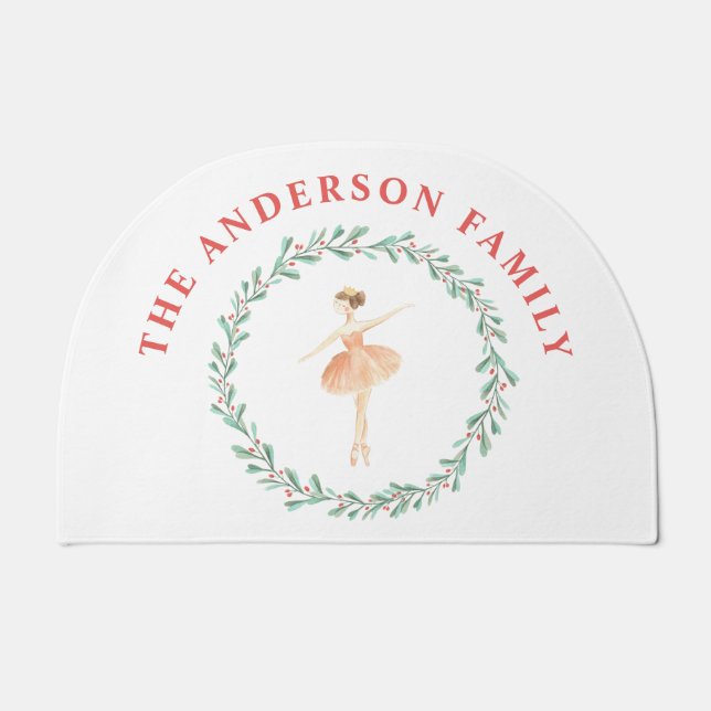 cute watercolor fairy nutcracker christmas doormat (Front)