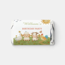 Cute Watercolor Farm Animal Birthday